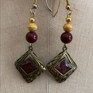 🌟 3/$15 Vintage 90’s dangle brown gold earrings